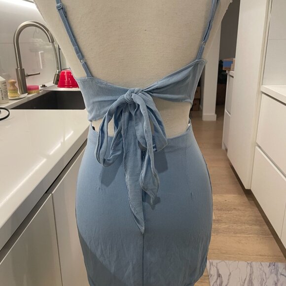 Love & Other Things Blue Two-Piece Set – Button Front Crop Top & Skirt | Size S - Picture 7 of 10